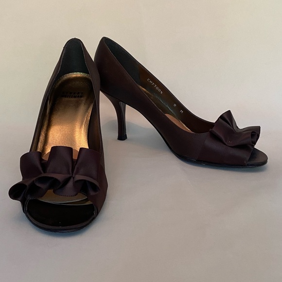 Stuart Weitzman Brown Peep Toe Herls - Picture 1 of 9
